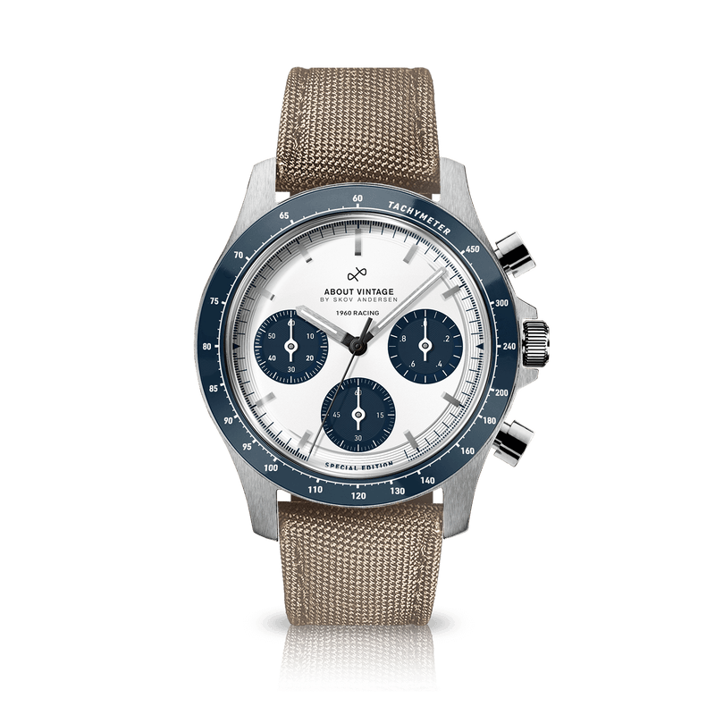 1960 Racing Chronograph, Steel / Navy & White